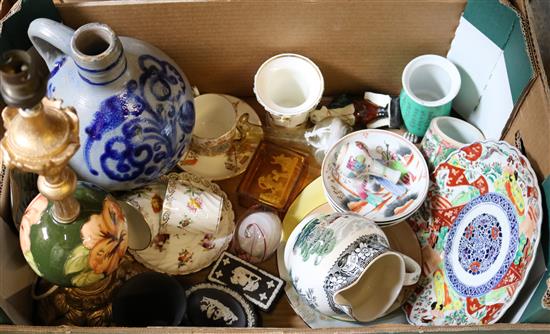 Mixed Doulton, glassware, Oriental ceramics, etc